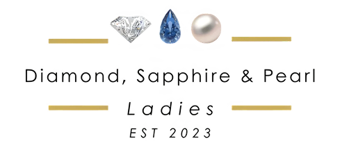 Diamond, sapphire, pearl with text and lines.